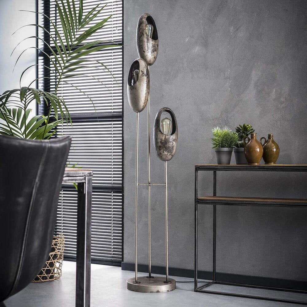 famlights | Hailey vloerlamp in zilver, E27, 3-lichts