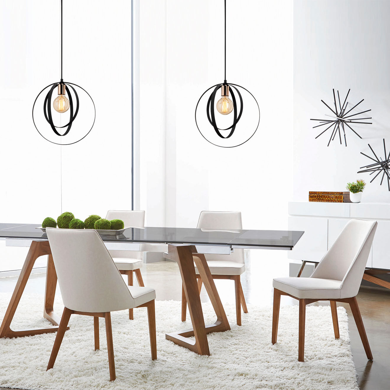 Opviq Suspension Vaveyla noire  -  D. 35xh.131 cm