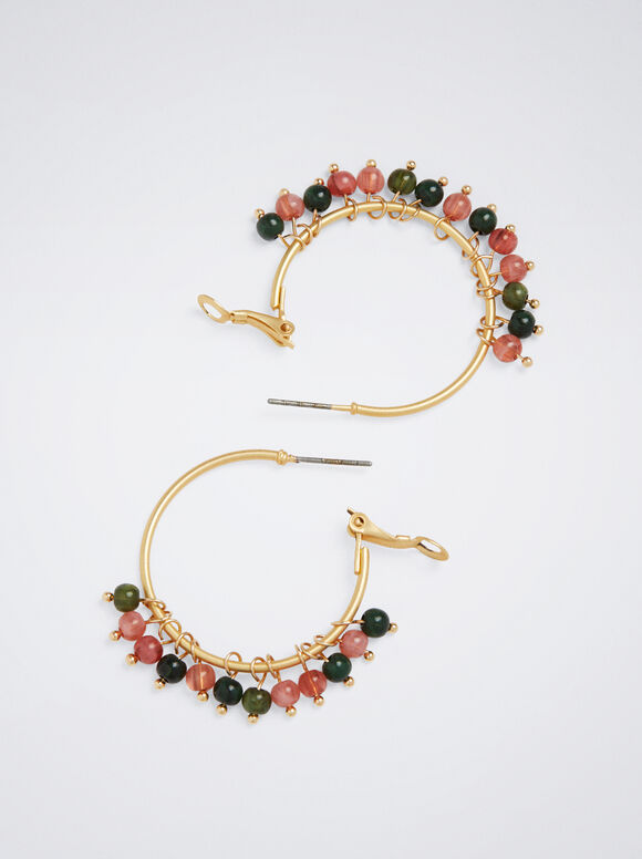 Brincos de argola multicoloridos - Rosa