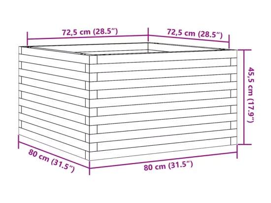 Jardinière bac lit surélevé bois marron 80 x 80 x 45.5 cm 02_0037910