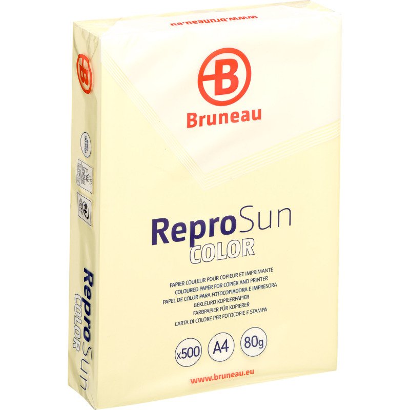 Papier A4 couleurs pastel 80 g Bruneau Reprosun - Ramette de 500 feuilles