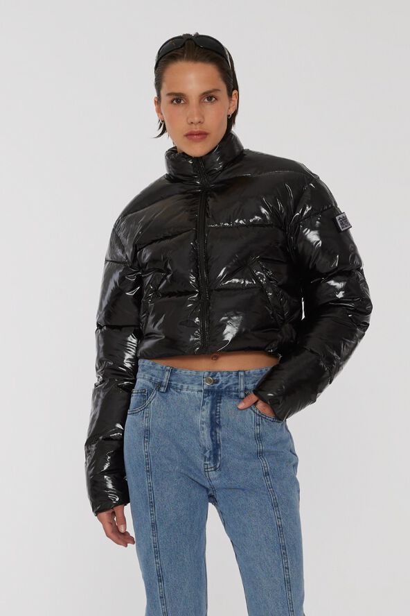 ROTATE Birger Christensen Cropped Puffer Jacket Tap shoe black