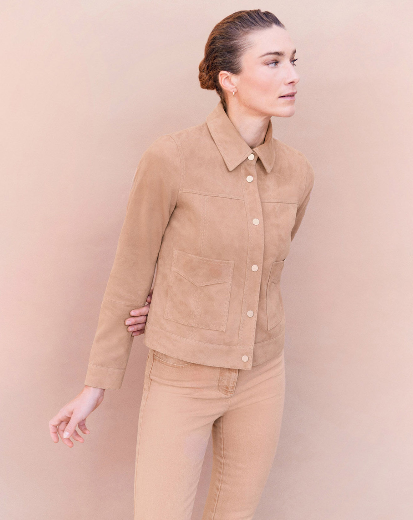 Caroll Veste en Velours de Cuir retourné Rhodes pêche