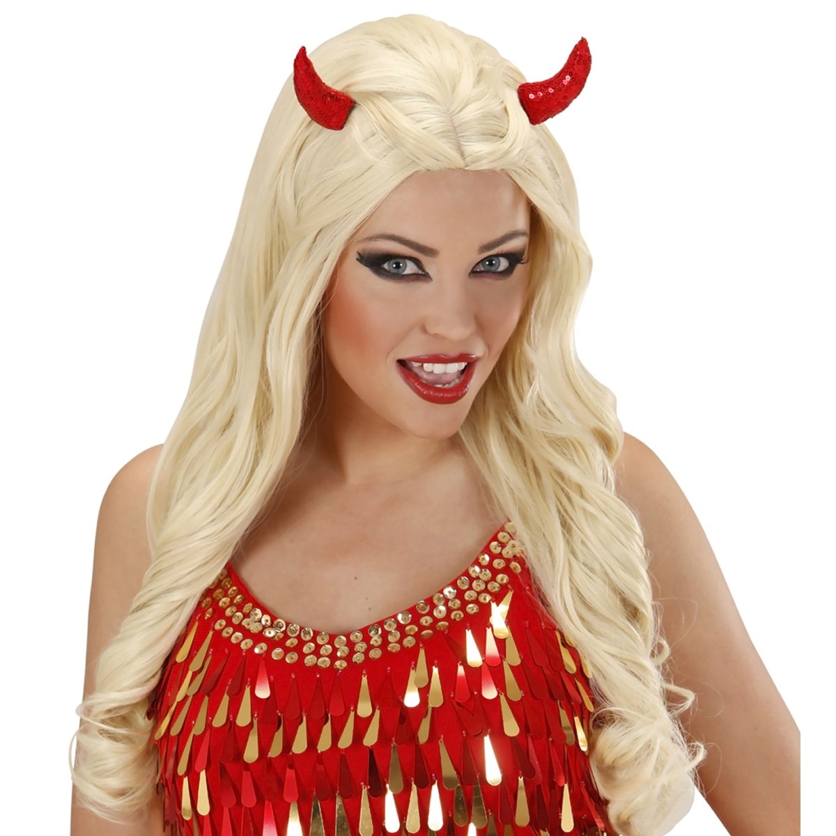 Halloween Haarclip Rood Hoorn 2st