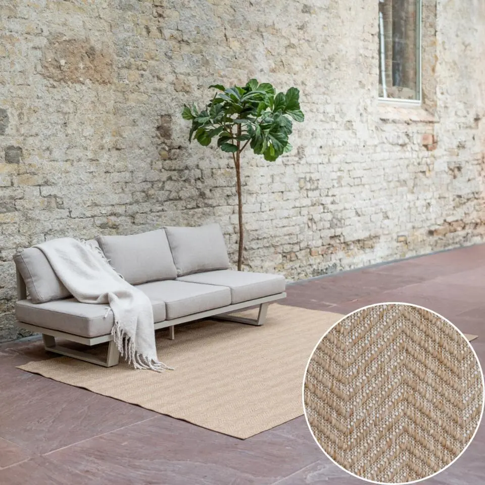 Interieur05 rond buitenkleed jute naturel zigzag - 240 x 240 cm