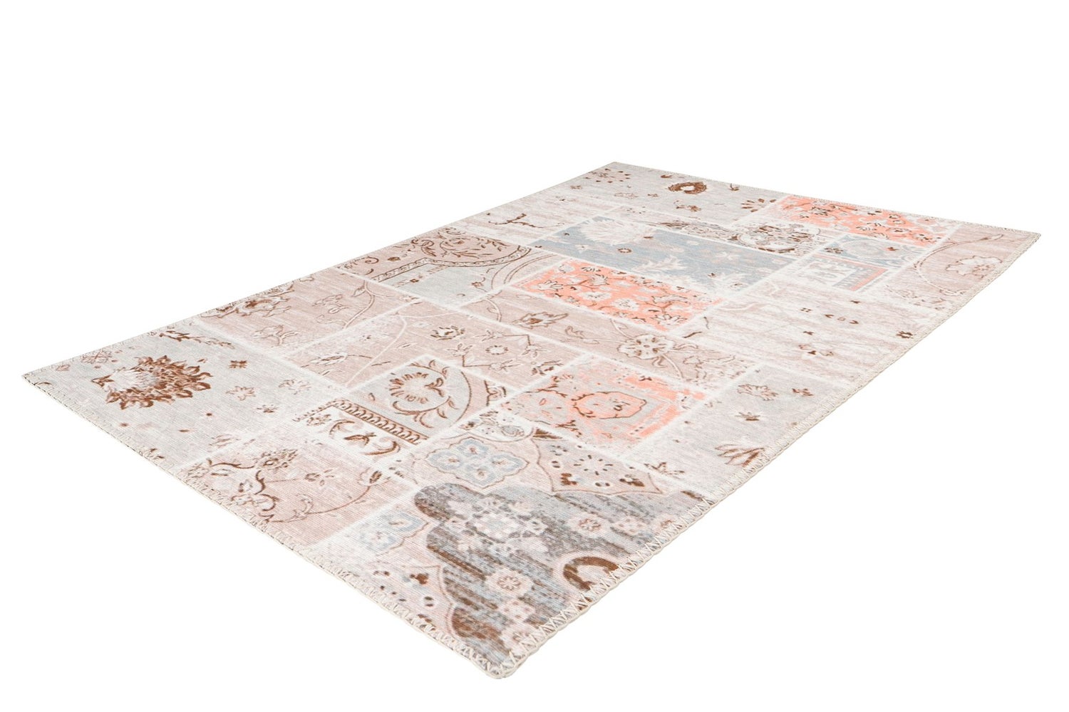 Platpolig vloerkleed Paradisia Multi vintage design, used look, patchwork design 80 x 150 cm