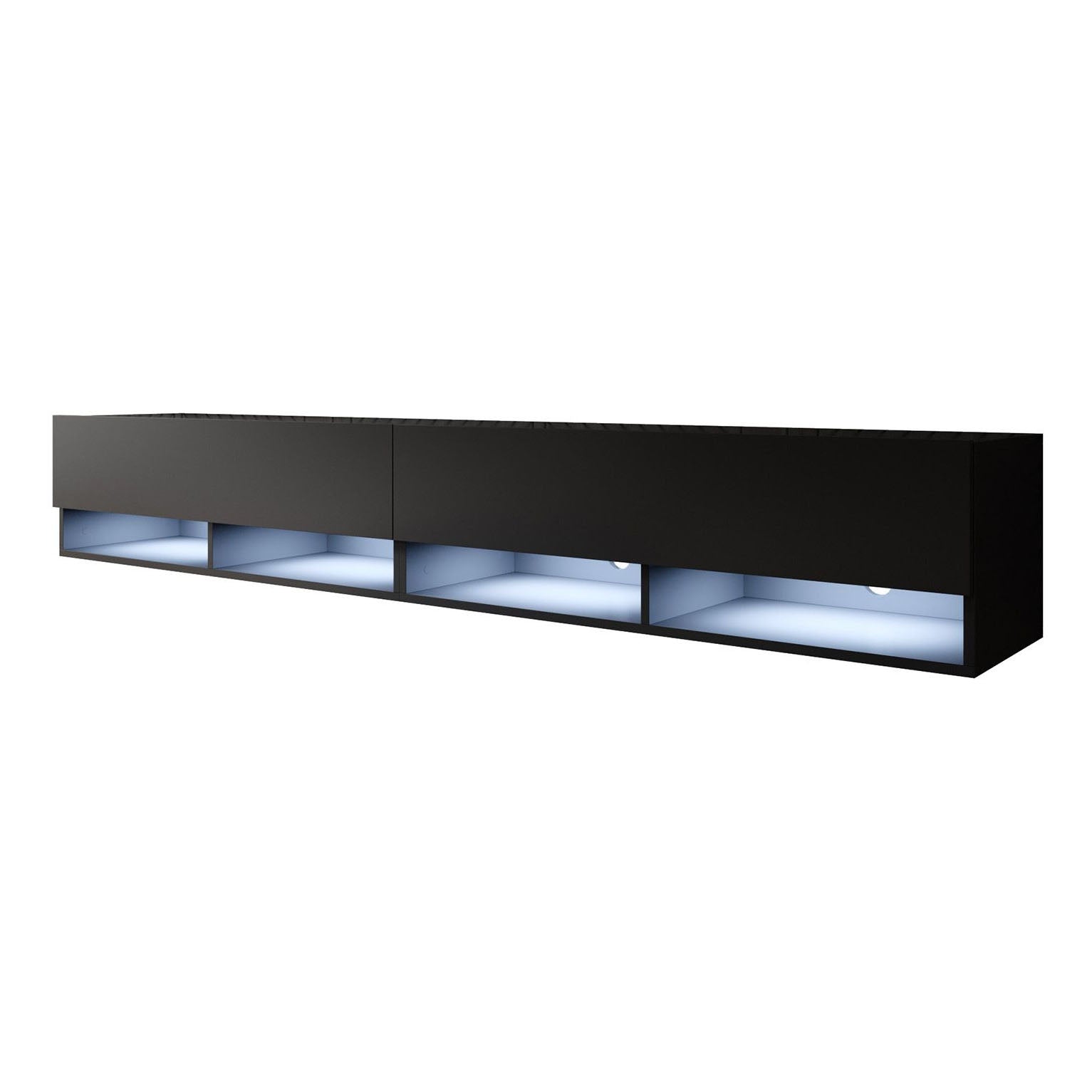 Asino - TV-Meubel met verlichting - Mat zwart - 200 cm