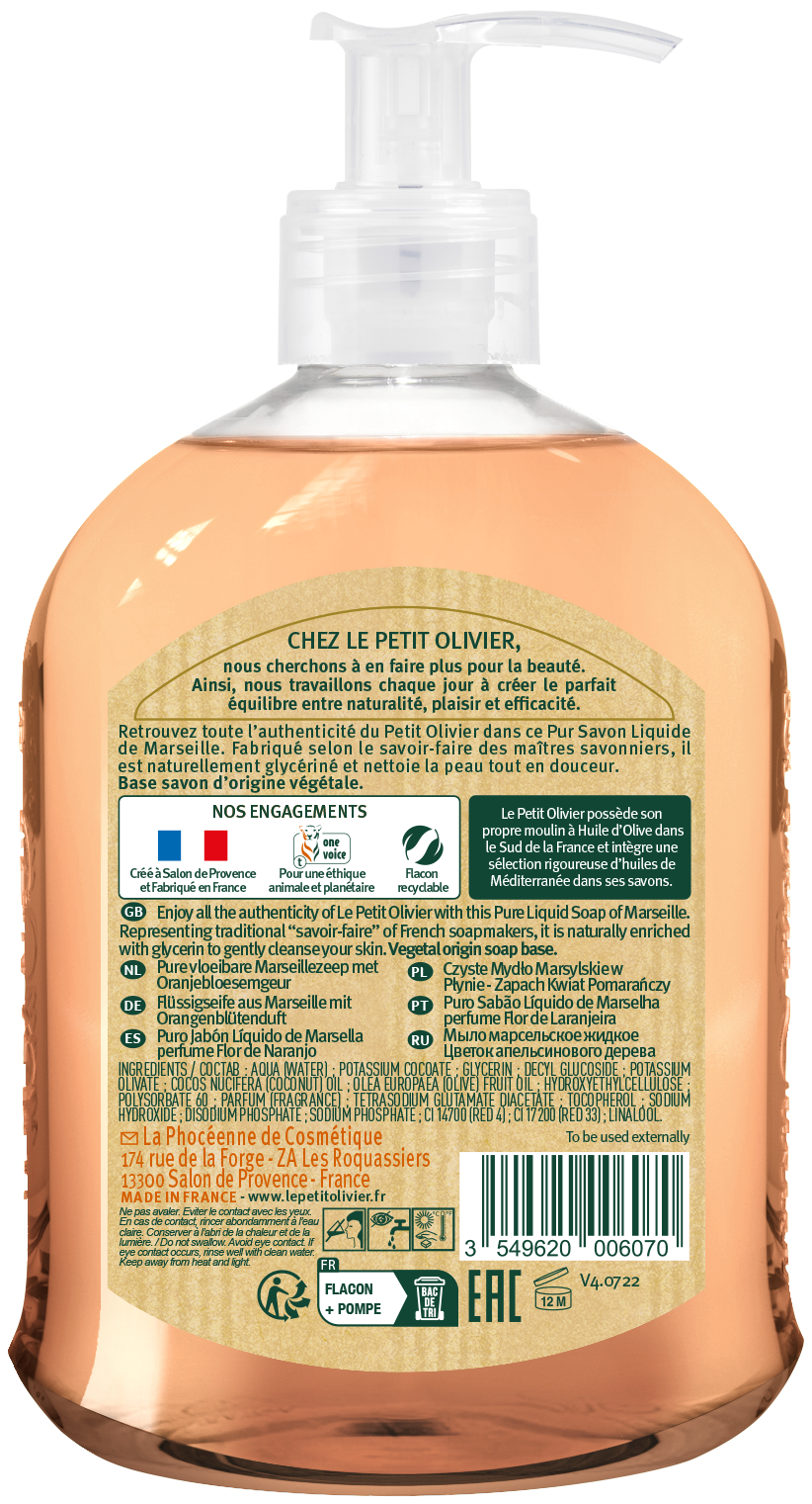 LE PETIT OLIVIER pur savon liquide de Marseille<br>300 ml, Flasche, parfum fleur de pêche