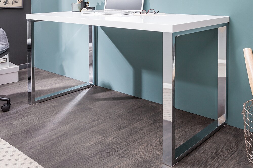riess-ambiente Schreibtisch WHITE DESK - 120cm weiß Hochglanz Bürotisch modern