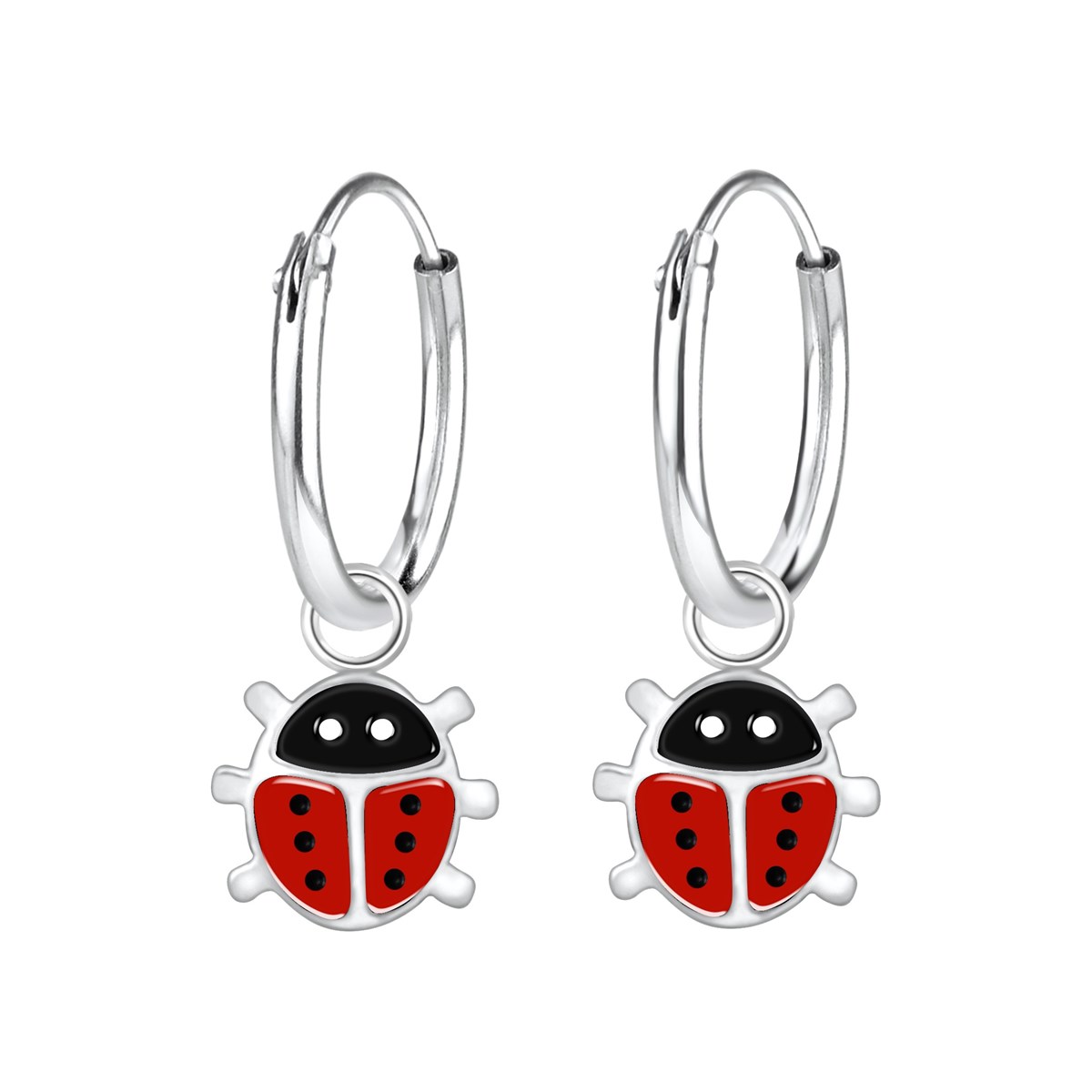 Boucles d'oreilles enfant coccinelle en argent 925