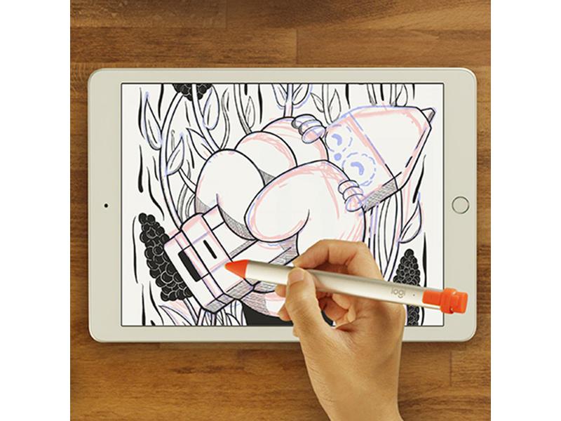 Logitech Eingabestift Crayon Grau/Orange Kinderfreundlicher Kreativ-Eingabestift für das Apple iPad