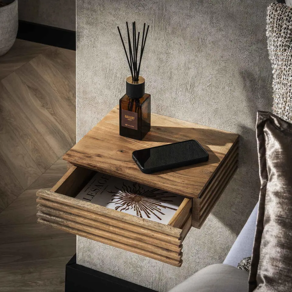 Nachtkastje Naturel Acaciahout - Set van 2 - 30x25x8cm