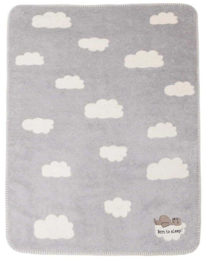 Baby-Decke PANDA BORN TO SLEEP (75x100cm) in grau