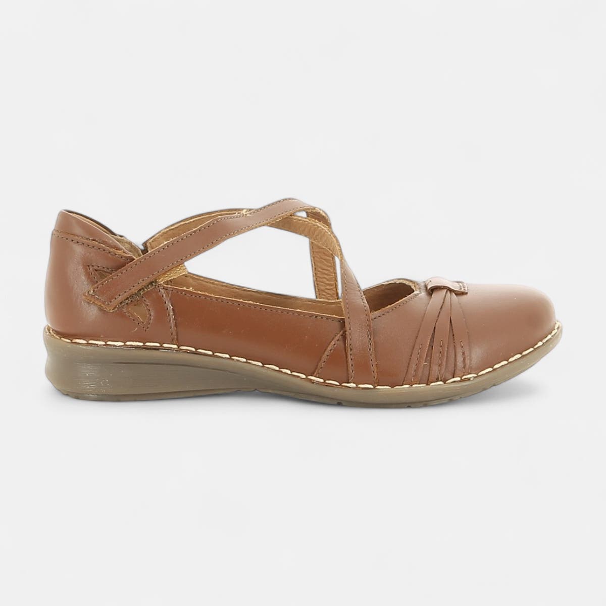 Ballerines Femme en cuir cognac