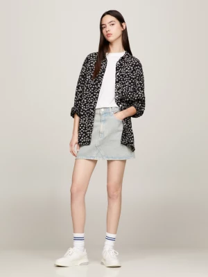 Blusa boyfriend com estampa floral miúda