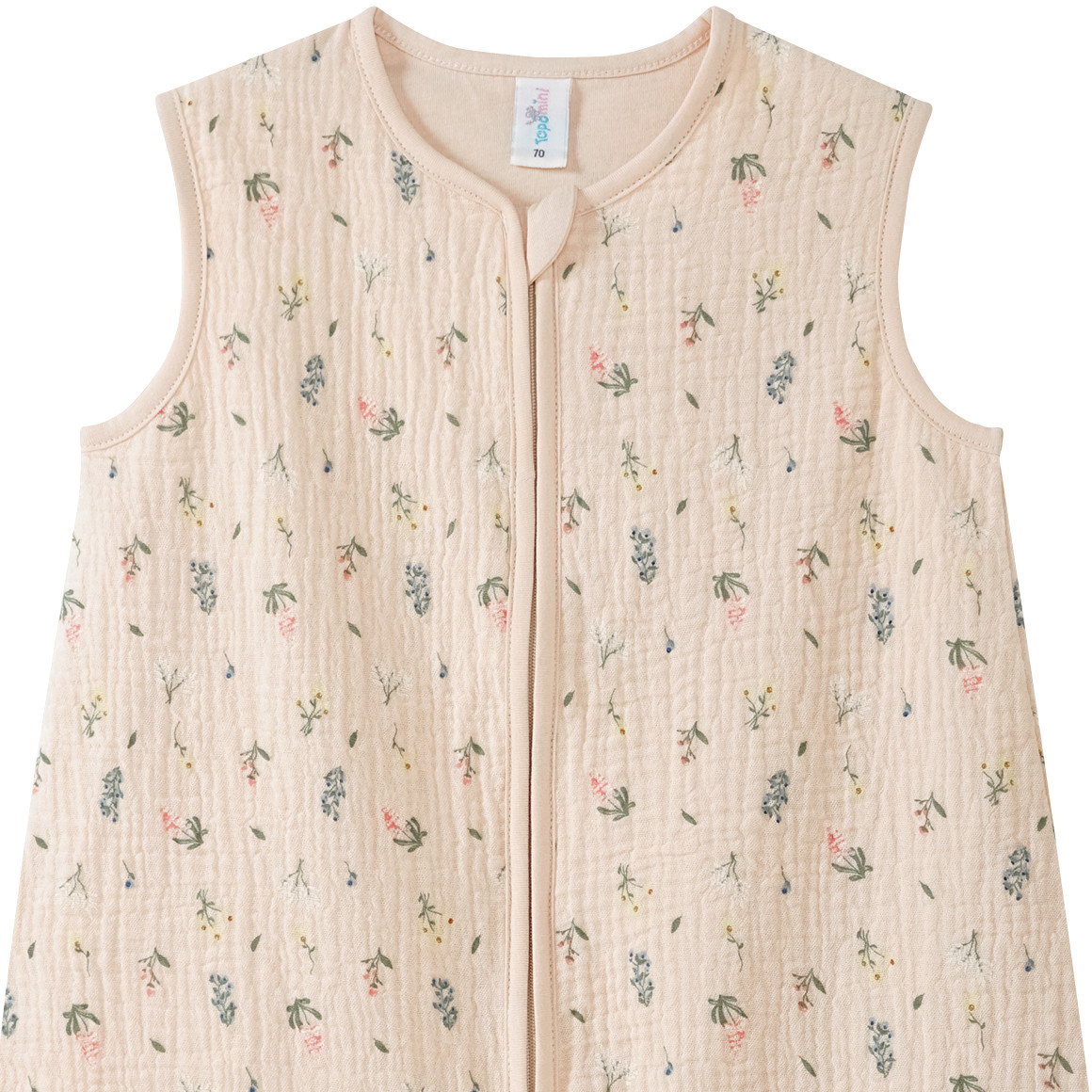 Topomini Baby Musselin-Schlafsack mit Blumen hellrosa