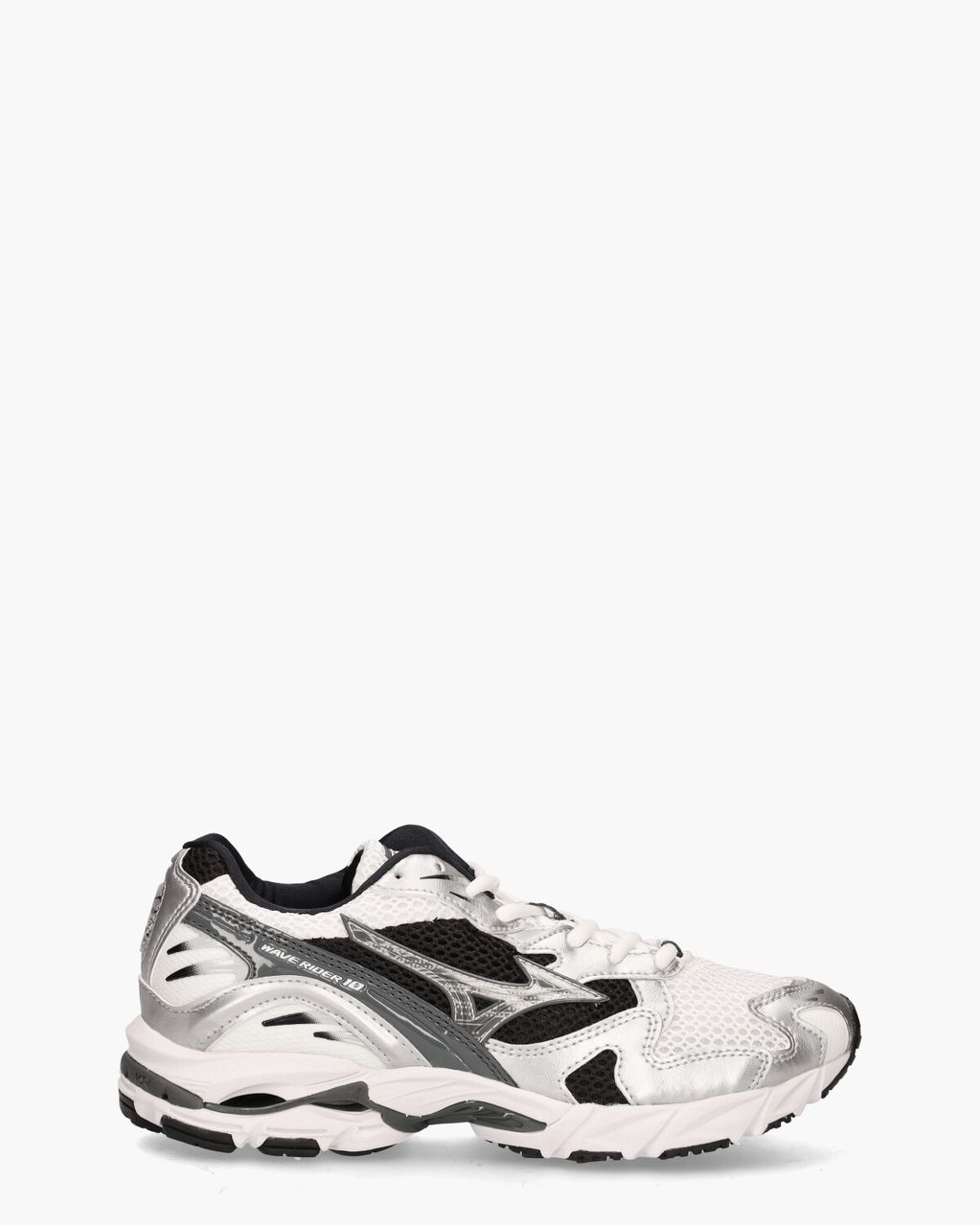 Mizuno Wave Rider 10 Wit/Zwart/Zilver Damessneakers