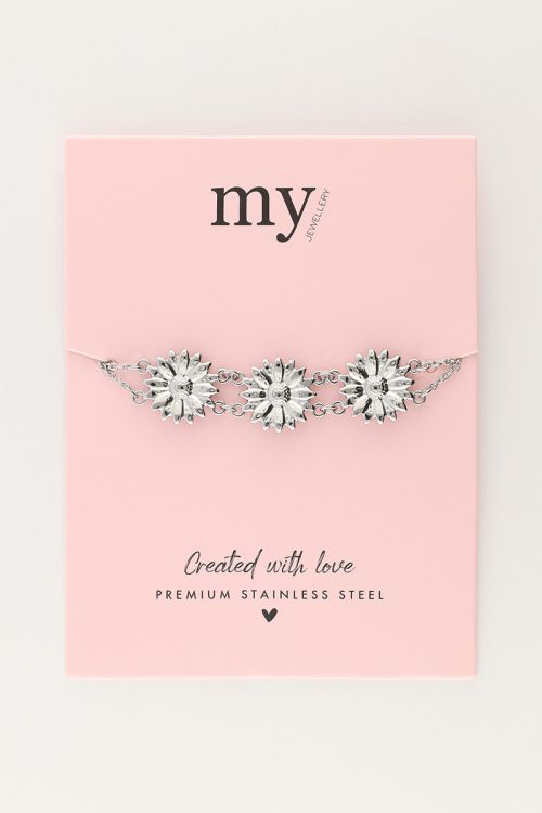 Dubbele armband met drie bloemen