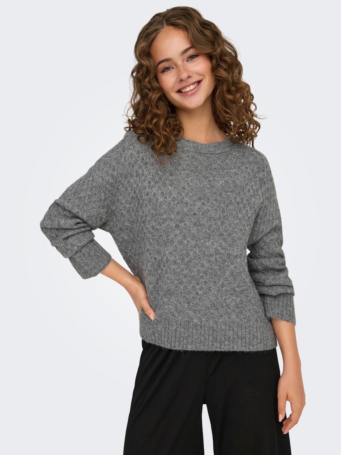 JDYBIGUM Strickpullover Medium Grey Melange