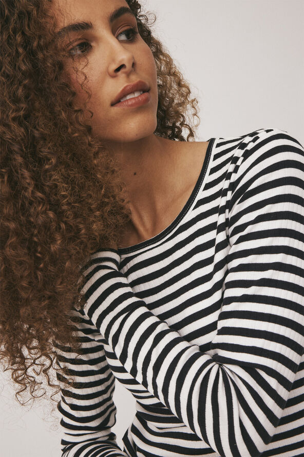 Magasin du Nord Collection Milla 1 Langærmet T-shirt - 100% Økologisk Bomuld Black / star white stripe