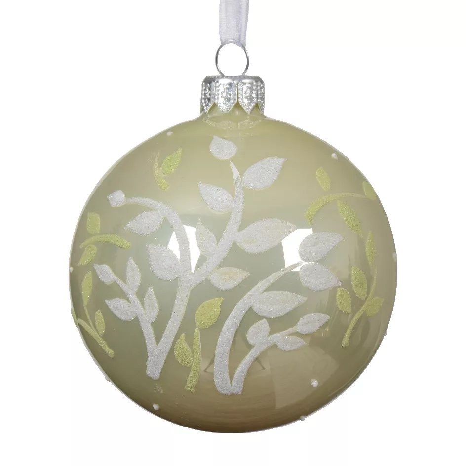 Lot de 6 boules de Noël en verre (D80 mm) Pureté Menthe blanche