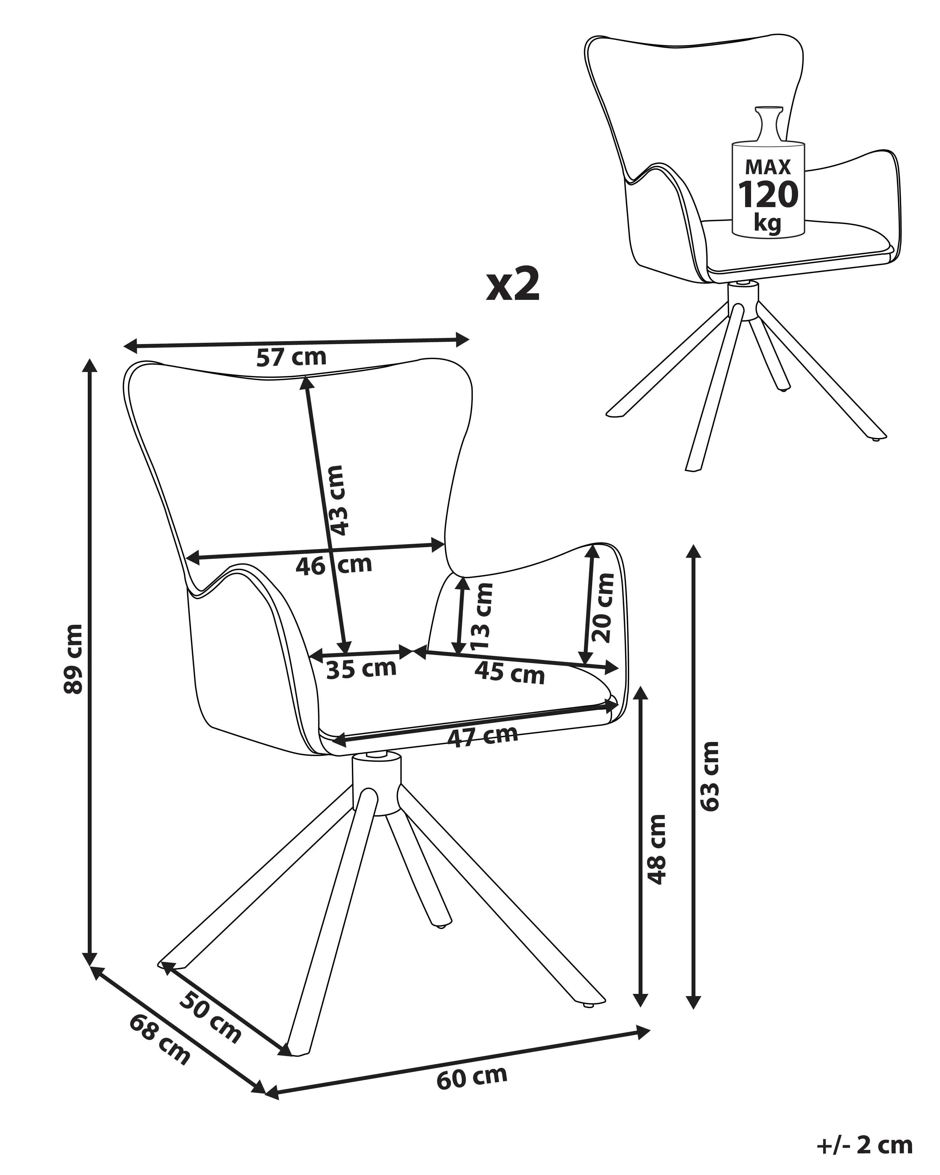 Set van 2 eetkamerstoelen draaibaar NOVI Bouclé Lichtbeige
