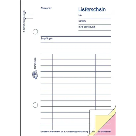Avery Zweckform 1723 Lieferscheine mit Empfangsschein, A6, selbstdurchschreibend, 3x40 Blatt