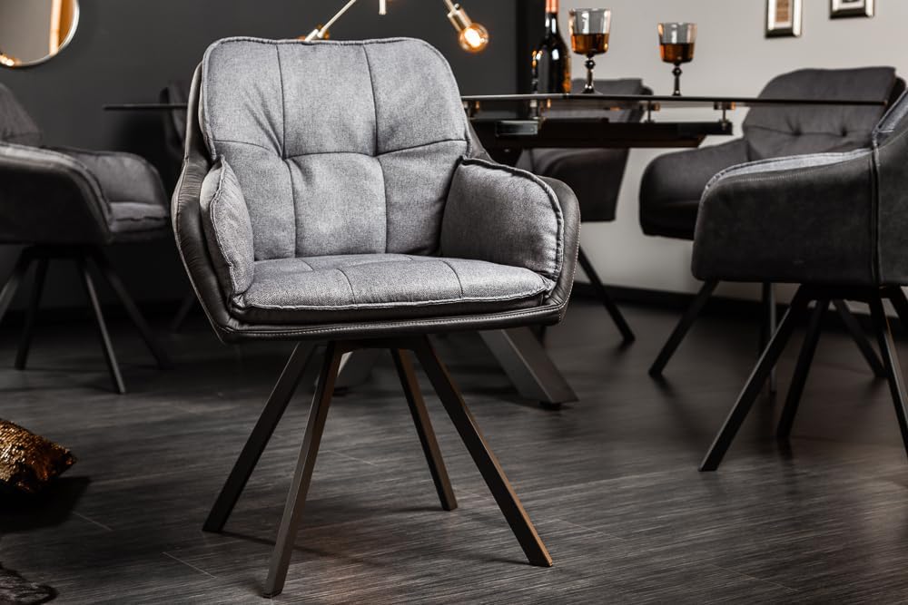 invicta INTERIOR Drehbarer Design Stuhl MR. Lounger anthrazit grau mit Armlehne Sessel Esszimmerstuhl Drehbar