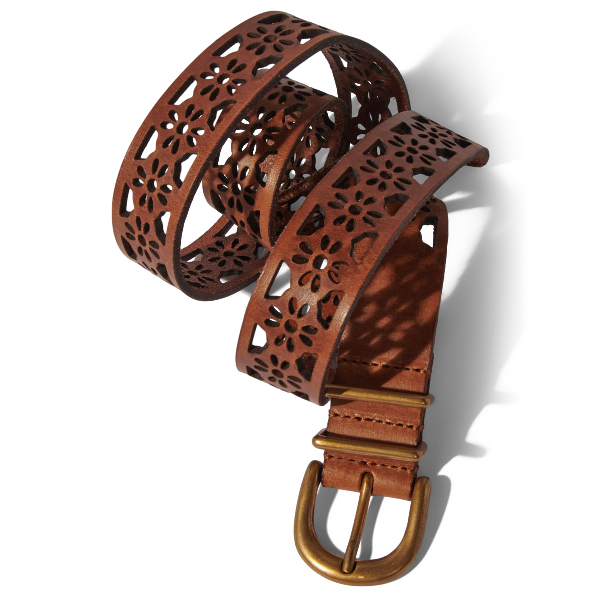 Ceinture en cuir ajourée| Beige