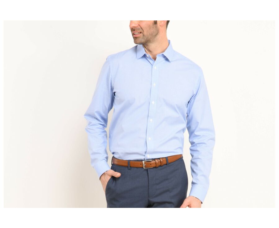Chemise popeline pied de poule bleu et blanc - ROMARIC