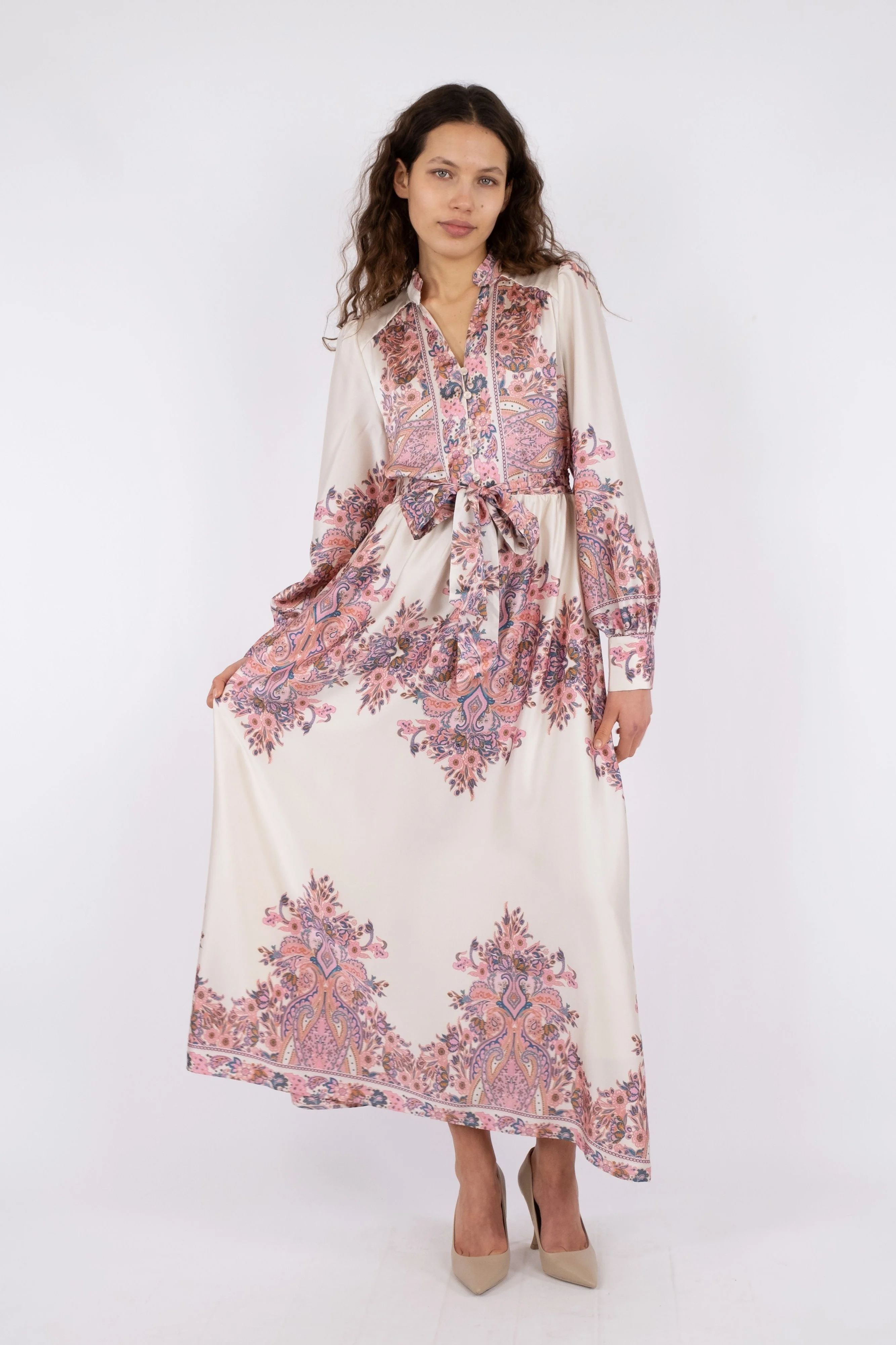 Neo Noir  Nova Paisley Border kjole - Light Pink