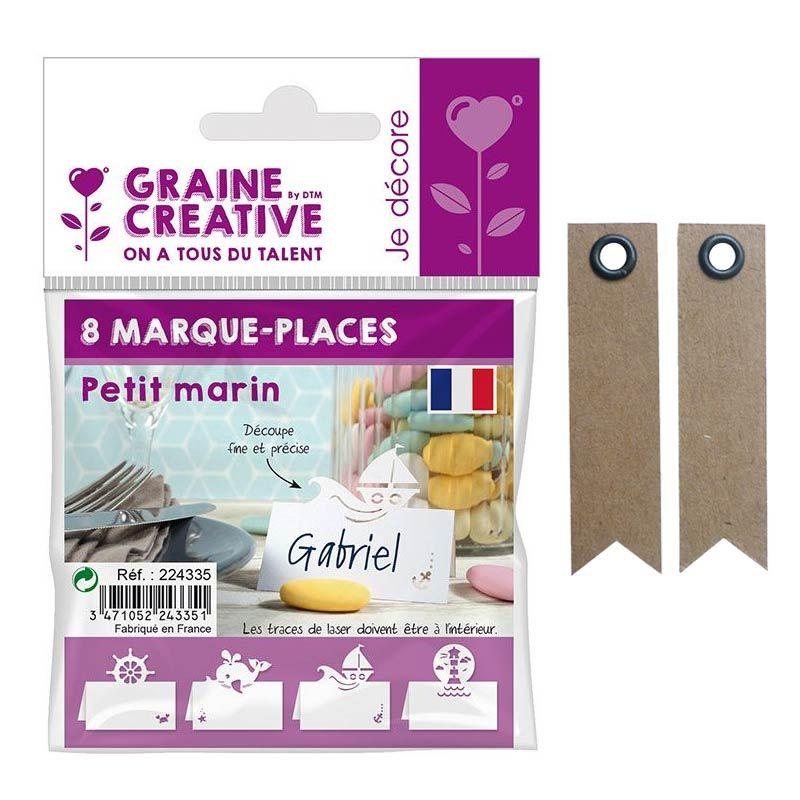8 marque-places Petit marin + 20 étiquettes kraft Fanion Youdoit