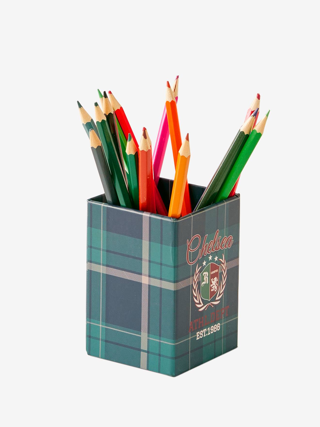 Conjunto organizador de mesa para campus, com estampa verde escura.