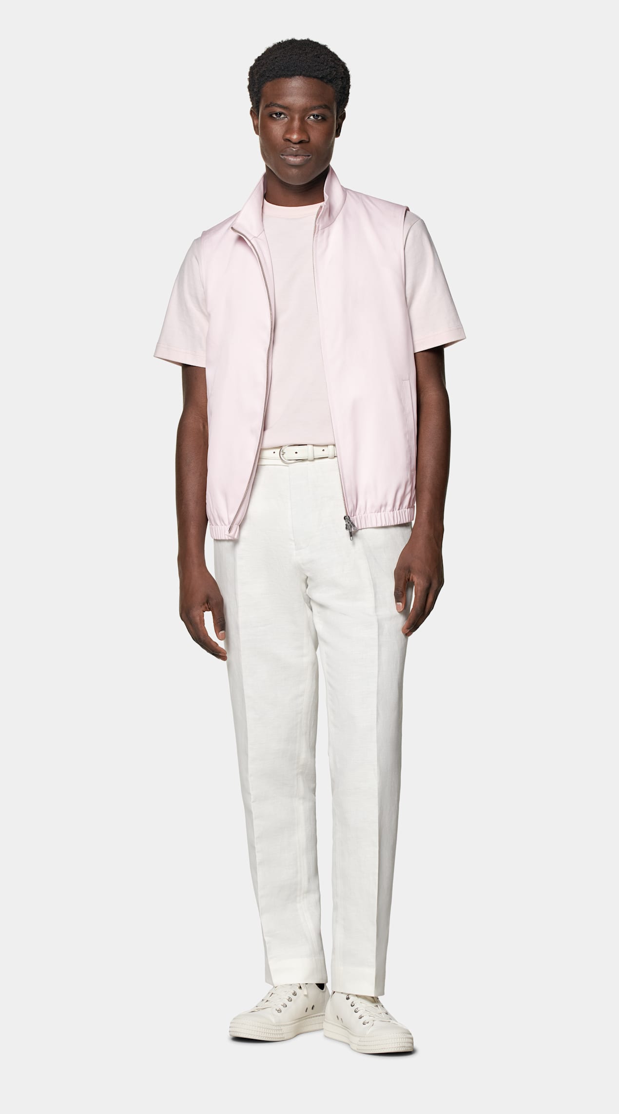 Veste sans manches zippée rose clair
