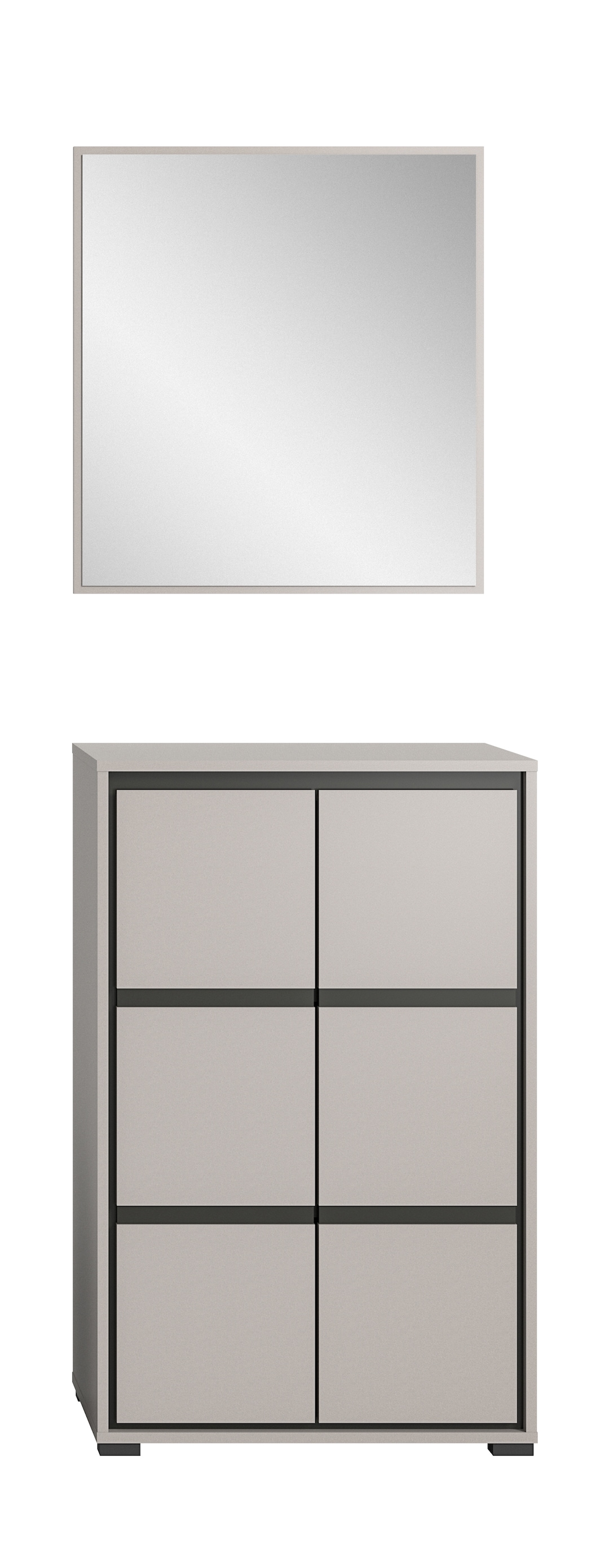 Garderobenkombination Jaru 2-teilig 65 x 196 cm grau/schwarz