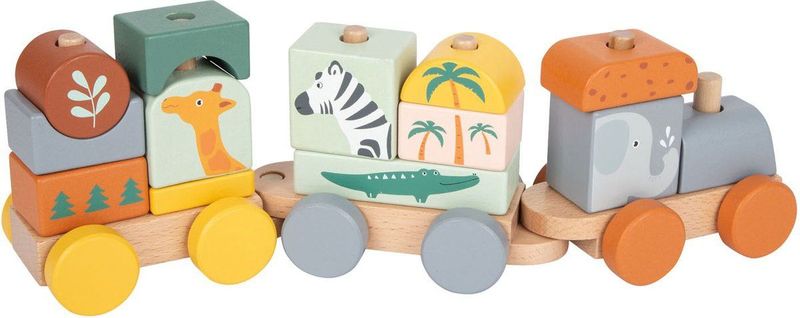 Small Foot - Houten Stapelblokken Trein - Safari - 16dlg.