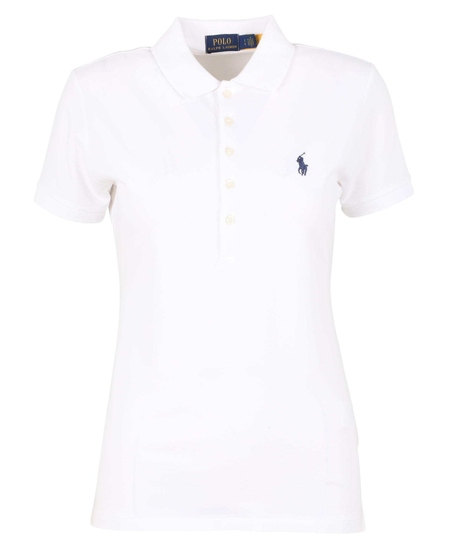 JULIE - Tee-shirt col polo en coton mélangé | Blanc