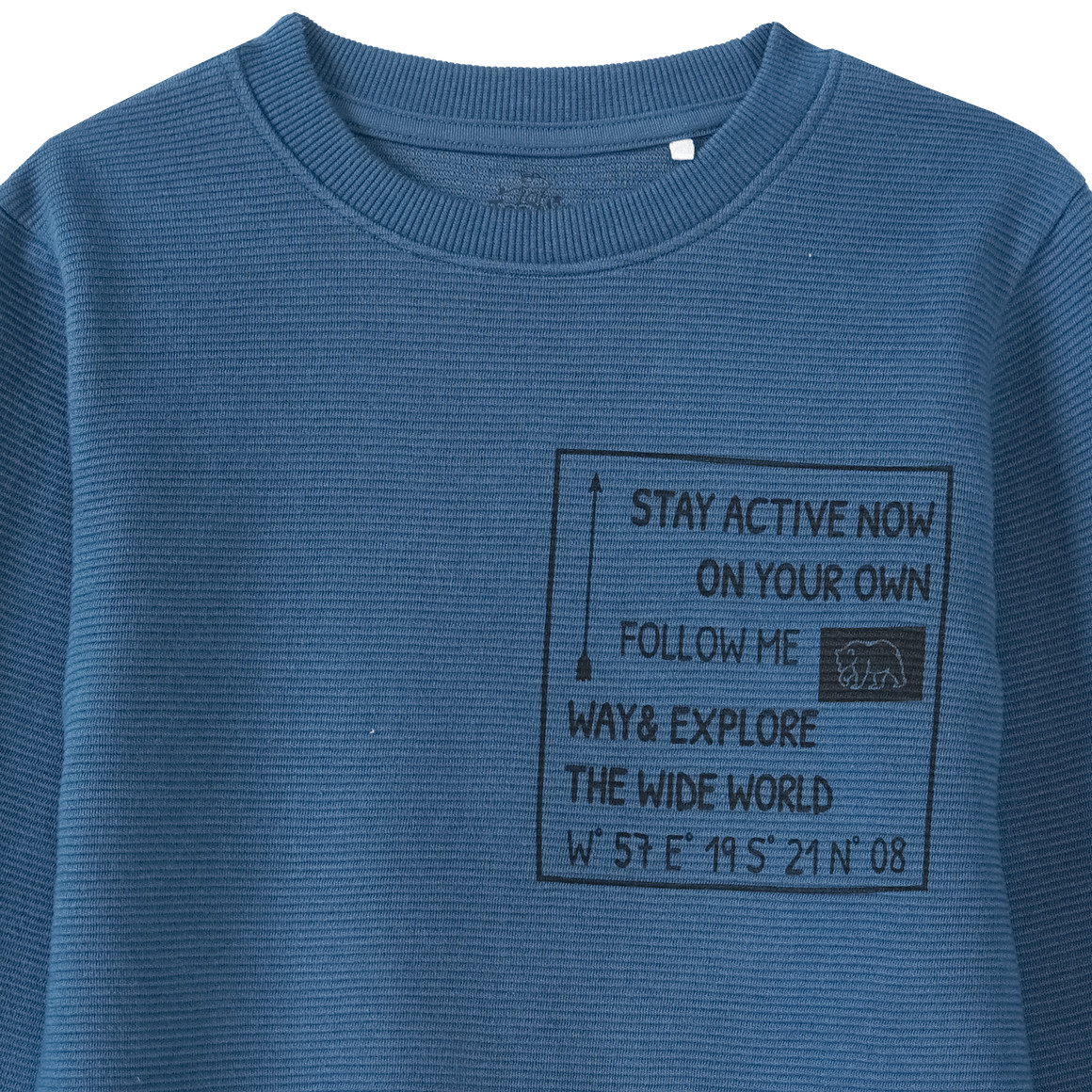 Topolino Jungen Langarmshirt mit Rippstruktur dunkelblau