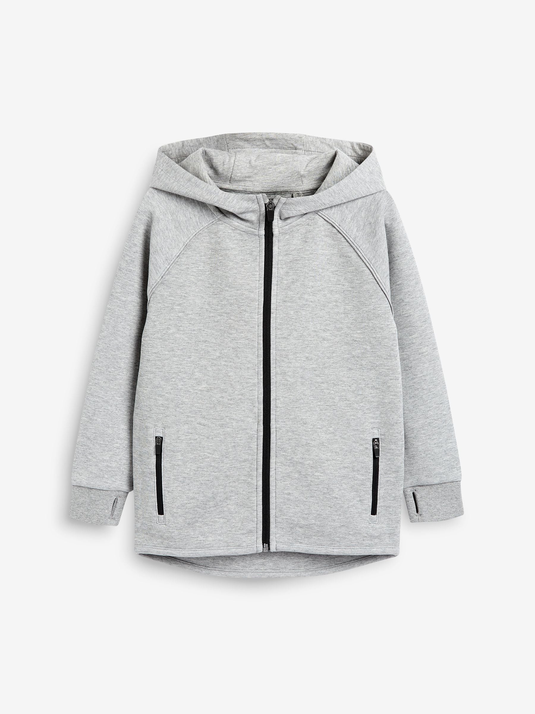 Grijs gemêleerd - Tech Sportswear hoodie met doorlopende rits (3-16 jr)