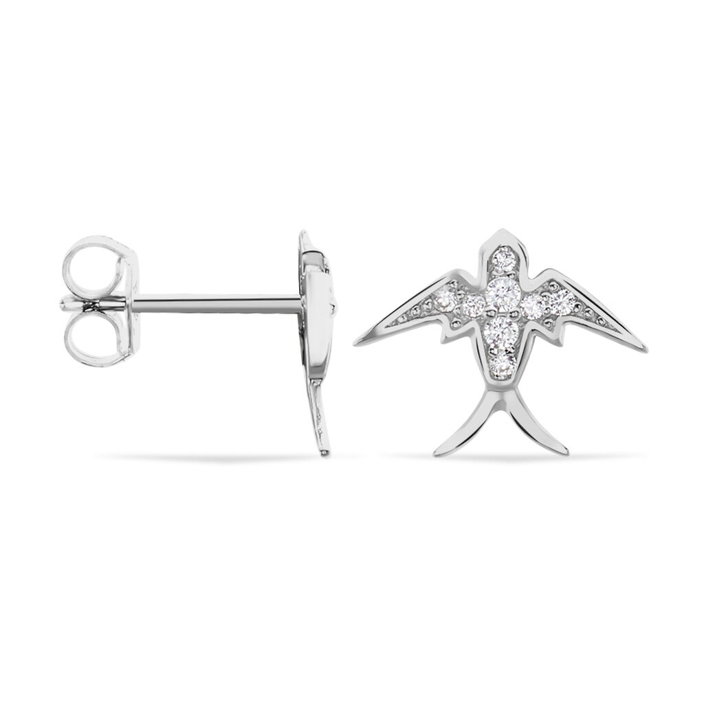 Boucles D'oreilles Puces Janea Argent Blanc Oxyde De Zirconium