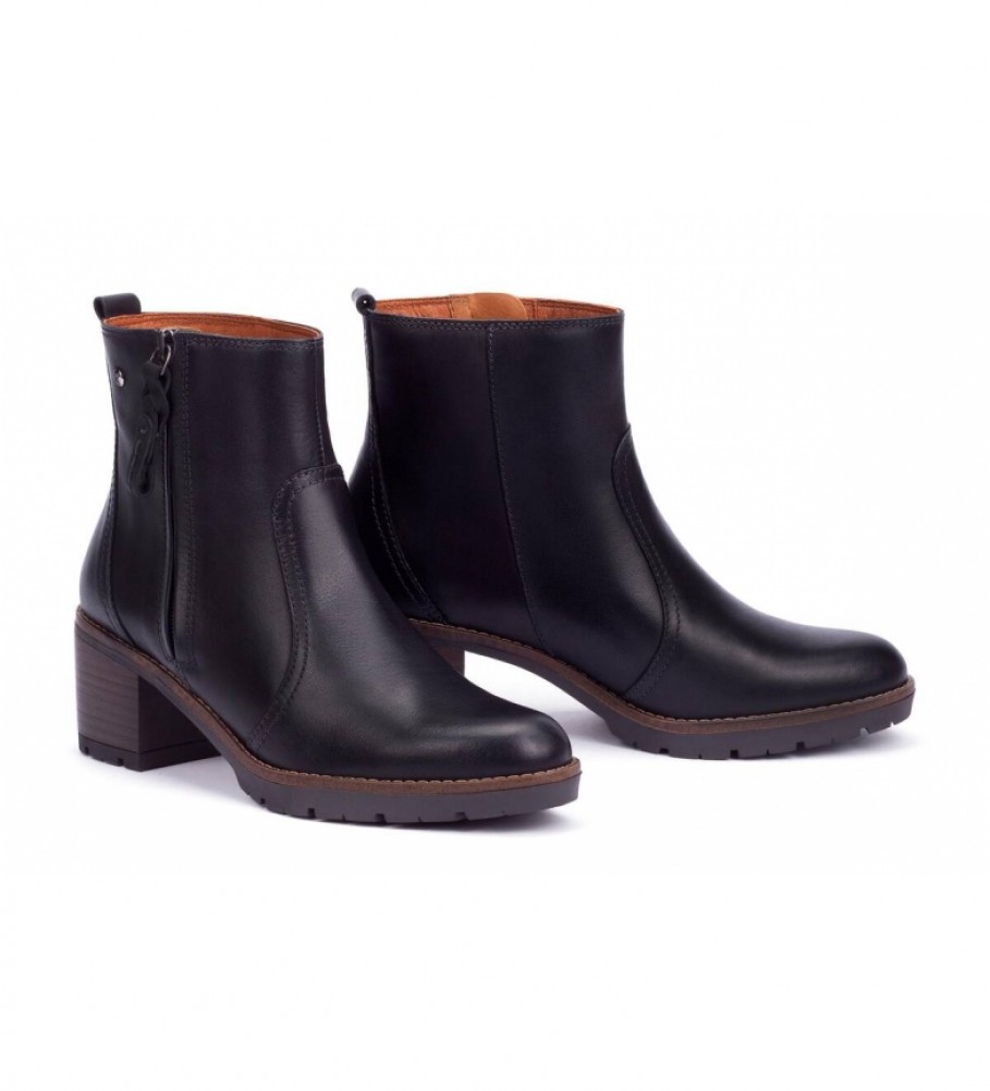Botas de cano curto Pikolinos Llanes em couro preto - Altura do salto: 6 cm -