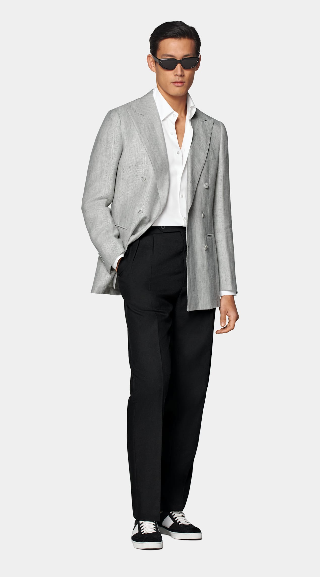 Blazer Havana coupe Tailored gris clair à chevrons