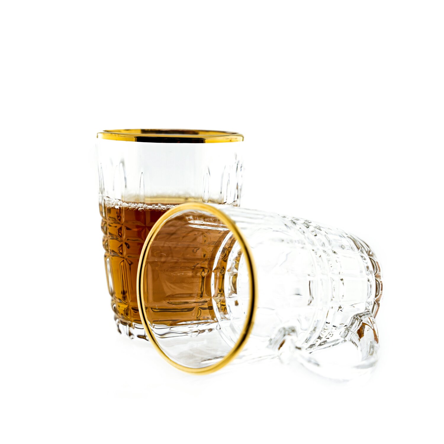 Sunay 6er Gläser-Set mit Henkel Gold Umrandung 203 ml Transparent