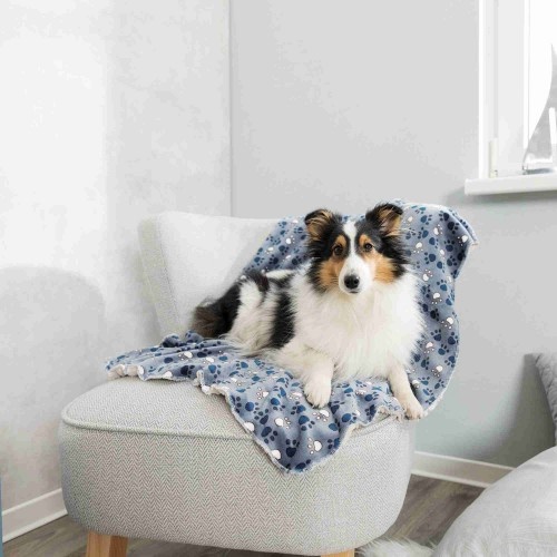 Manta Trixie Tammy com estampa azul e bege para cães.