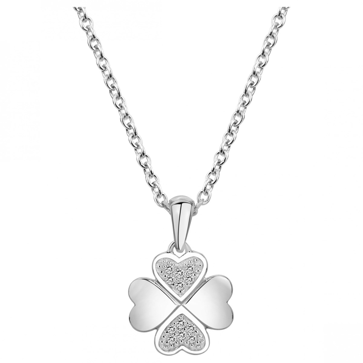 Collier mono-motif en Argent avec oxyde de zirconium blanc