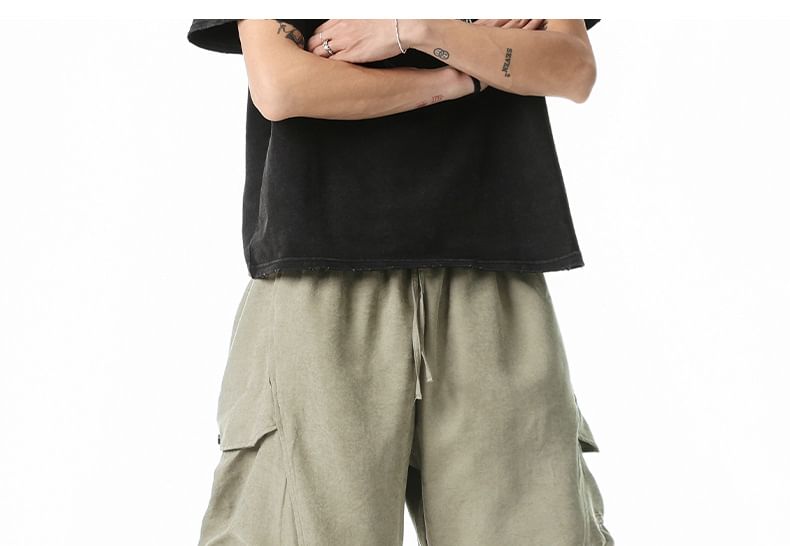 AXEN - Cargo Bermuda Shorts met trekkoord en geborduurd logo