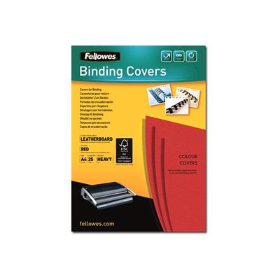 Fellowes - 25 couvertures à reliure A4 (21 x 29,7 cm) - 250 g/m² - Rouge