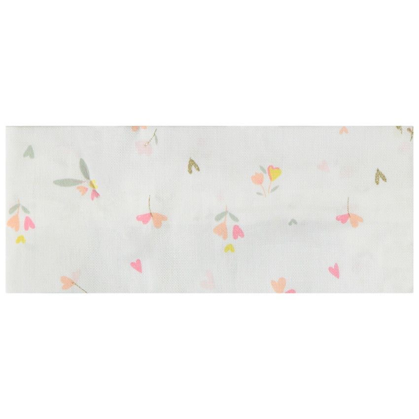 Bandeau large imprimé fleurs pour bébé fille - Ecru