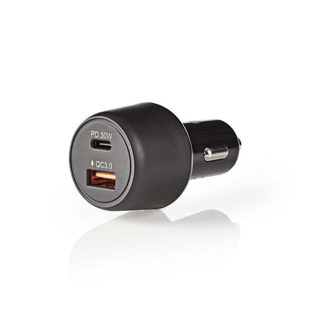 Biloplader | 3.0 A | USB (QC 3.0)/USB-C | Power Delivery 30 W | Sort