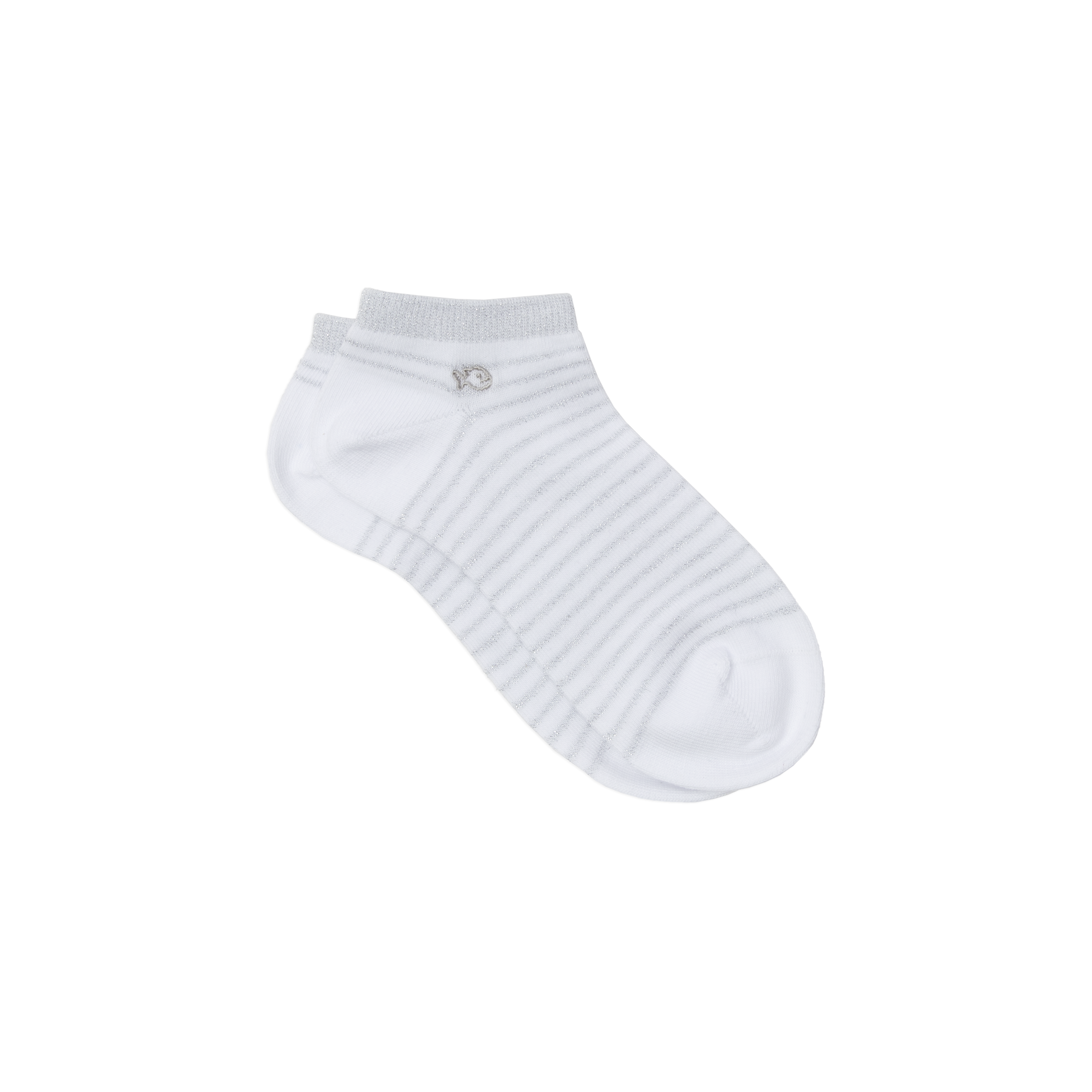 BLANC ARGENTE - Socquettes en coton peigné rayées | Blanc